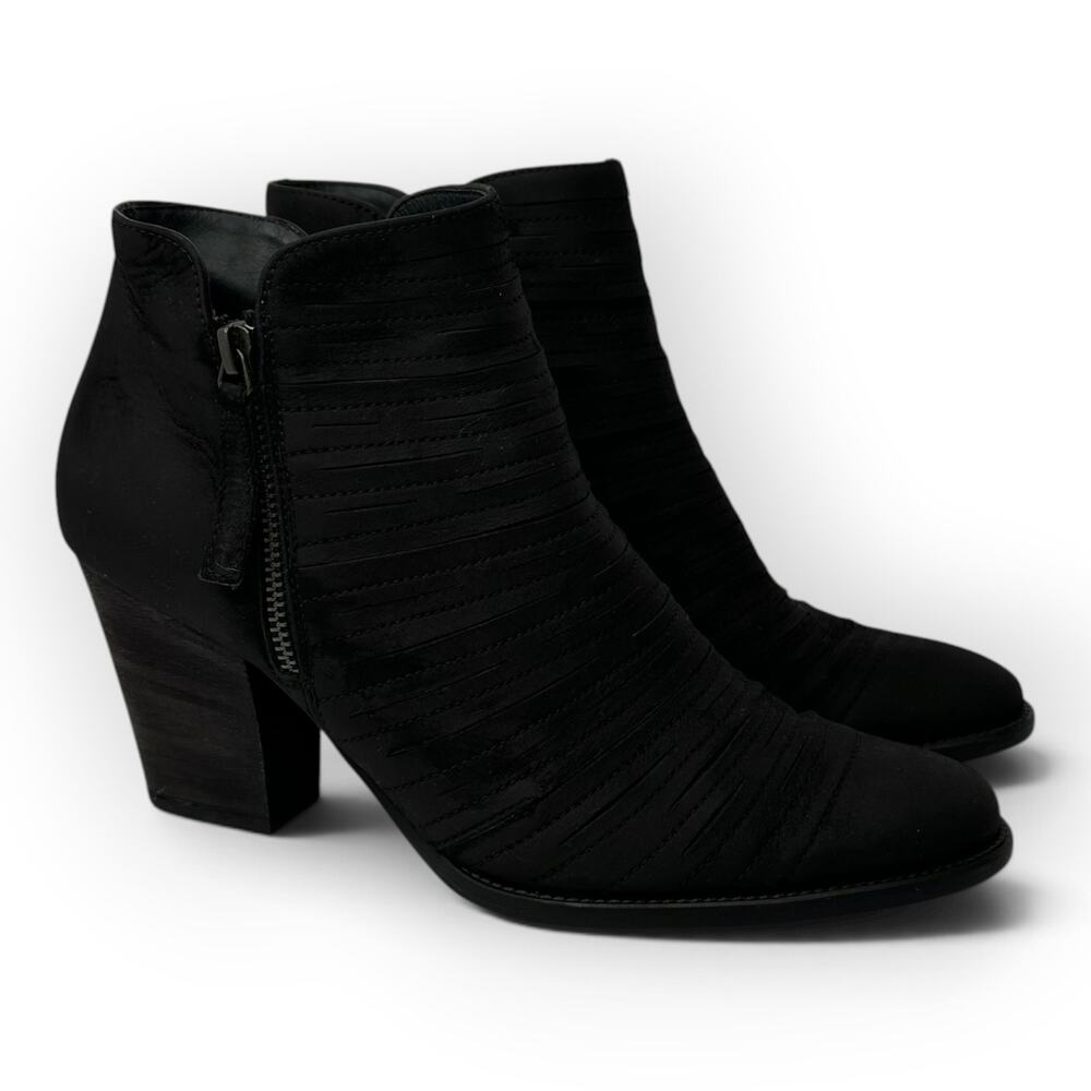 Paul Green Black Leather Malibu Sliced Zip Bootie Ankle Boots Sz US 9 UK 6.5